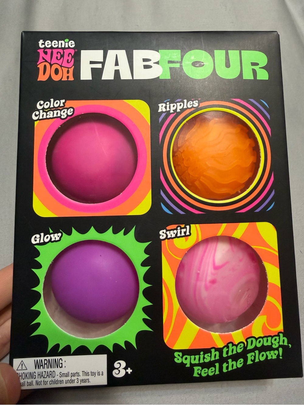 NeeDoh teenie 4 Pack Nee Doh Fab Four New Factory Sealed Color Ripple Glow Swirl